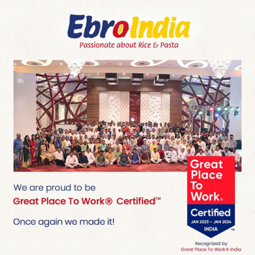 Ebro India, reconocida como 'Great Place to Work'